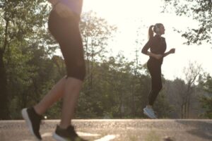 Female runners out exercising