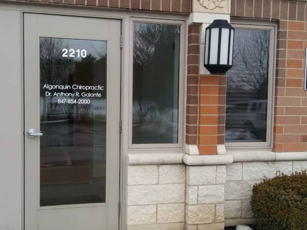 Front door to a chiropractic physician’s clinic
